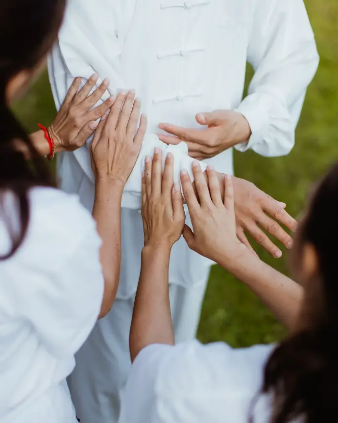 Hands giving and receiving, push hands